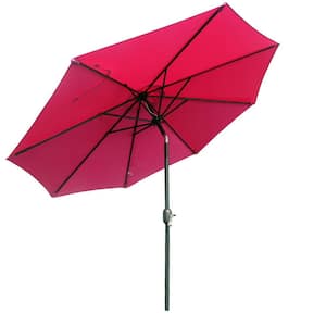 UV Resistant 9 ft. Aluminum Market Umbrella Solar Tilt Half Patio Umbrella in Pink