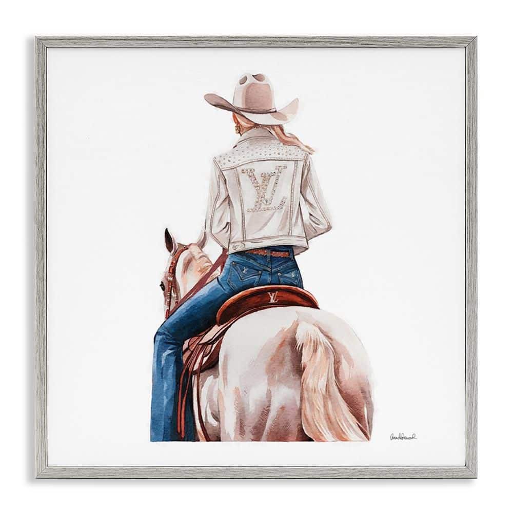Glam Girl on White Horse by Amanda Greenwood Gray Framed People Giclee Art Print 17 in. x 17 in. price history on PriceWatchPro