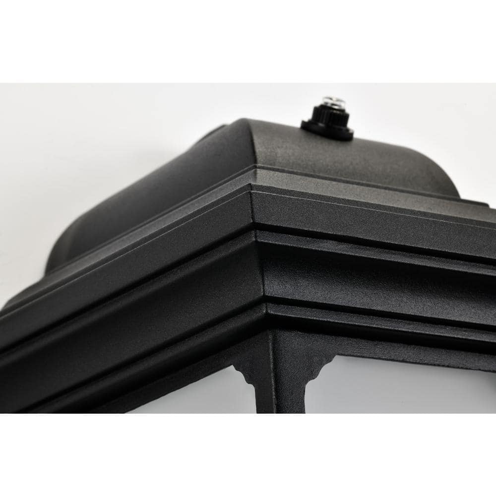 Black Aluminum LED Outdoor Wall Lantern with Frosted Glass