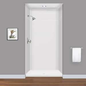 Expressions 36 in. x 48 in. x 96 in. 4-Piece Easy Up Adhesive Alcove Shower Wall Surround in Grey