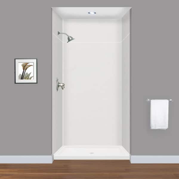Transolid Expressions 36 in. x 48 in. x 96 in. 4-Piece Easy Up Adhesive Alcove Shower Wall Surround in Grey