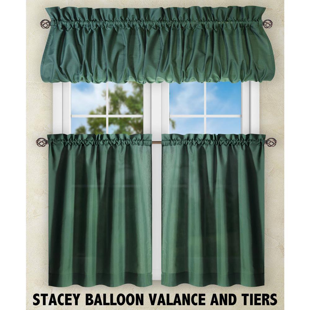 Stacey Green Cotton Polyester Sheer Rod Pocket Window Tier Pair