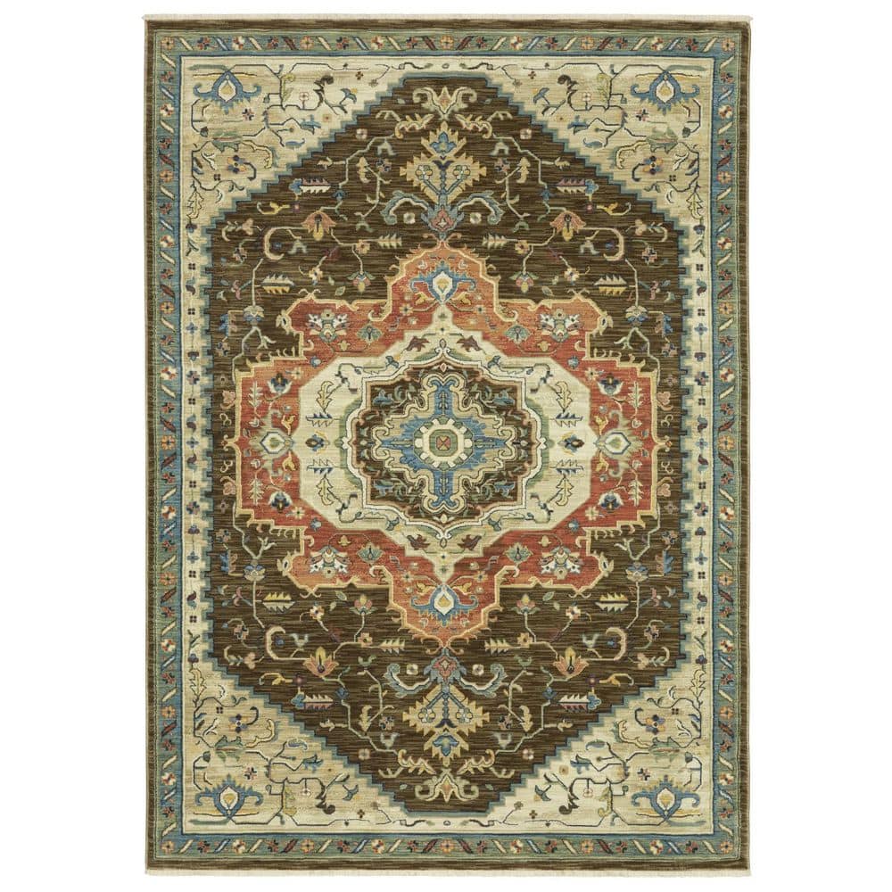6' Round Brown, Ivory Oriental Washable Area Rugs Runner Rug price history on PriceWatchPro