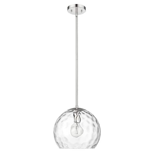 Acclaim Lighting Mackenzie 1-Light Round Polished Nickel Pendant with Rippled Water Glass