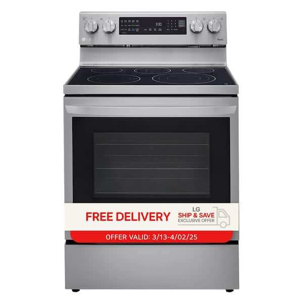 6.3 cu. ft. Smart True Convection InstaView Electric Range Single Oven with Air Fry in Printproof Stainless Steel