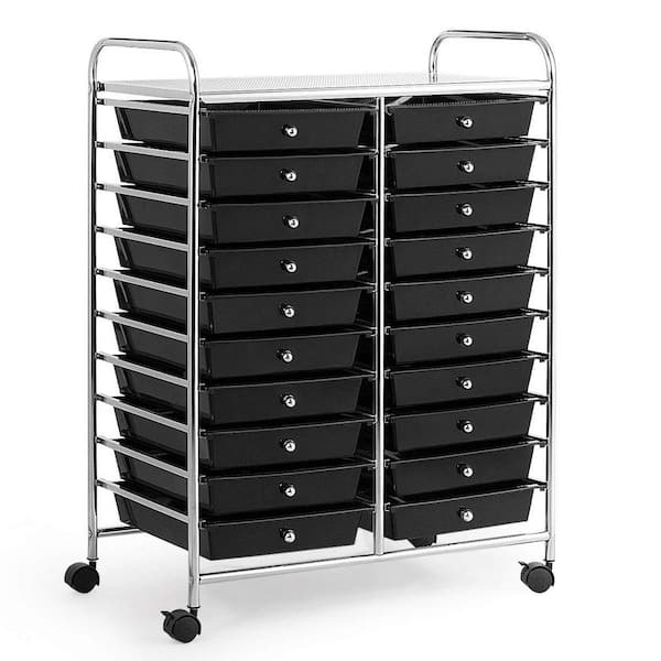 Bunpeony 20-Drawers Black Rolling Storage Kitchen Cart