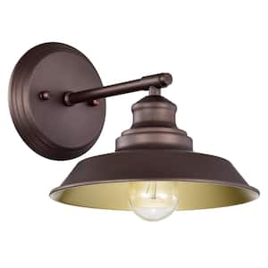 8.75 in. Oil Rubbed Bronze Indoor Decorative Wall Sconce with Metal Shade