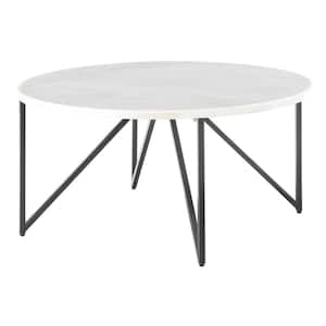 Kinsler Round Coffee Table in Black Marble