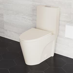 St. Tropez 1-Piece 1.1/1.6 GPF Dual Flush Elongated Toilet in Bisque Seat Included