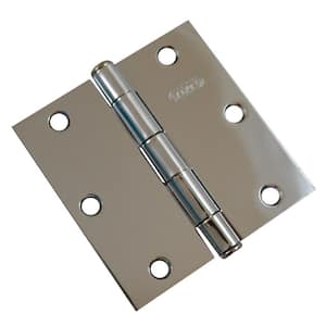 3-1/2 in. x 3-1/2 in. Chrome Full Mortise Butt Hinge with Removable Pin (2-Pack)