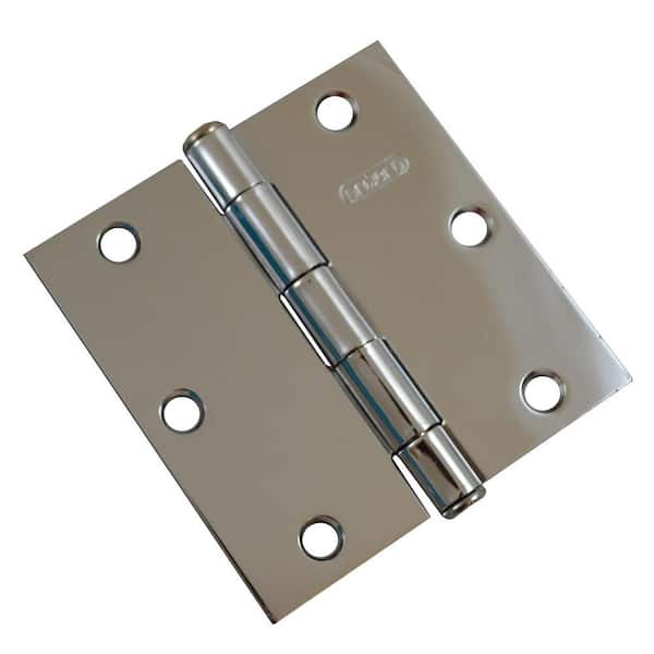Onward 3-1/2 in. x 3-1/2 in. Chrome Full Mortise Butt Hinge with Removable Pin (2-Pack)