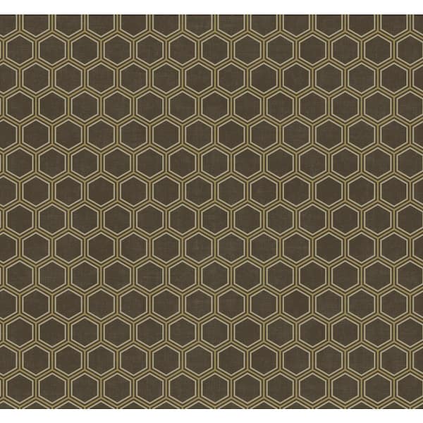 Seabrook Designs Curie Honeycomb Metallic Gold and Espresso Paper Strippable Roll (Covers 60.75 sq. ft.)