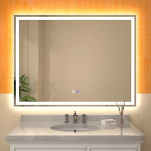 Derrin 48 in. W x 36 in. H Large Rectangular Frameless Anti-Fog Dimmable LED Wall Bathroom Vanity Mirror in Silver