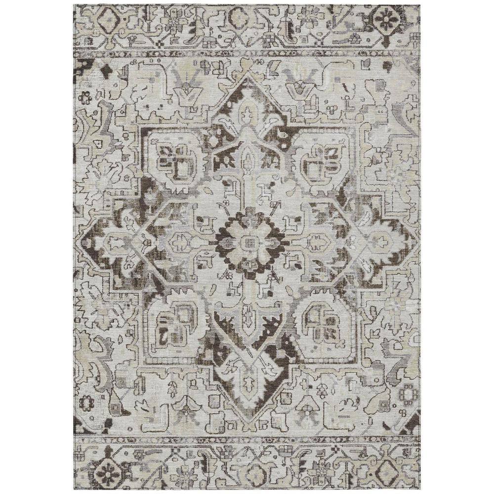 Ivory and Dark Brown 5 ft. x 8 ft. Woven Oriental Rectangle Indoor/Outdoor Area Rug price history on PriceWatchPro
