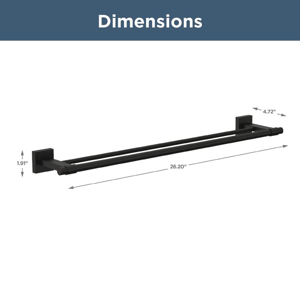 Maxted 24 Inch Matte Black Double Towel Bar