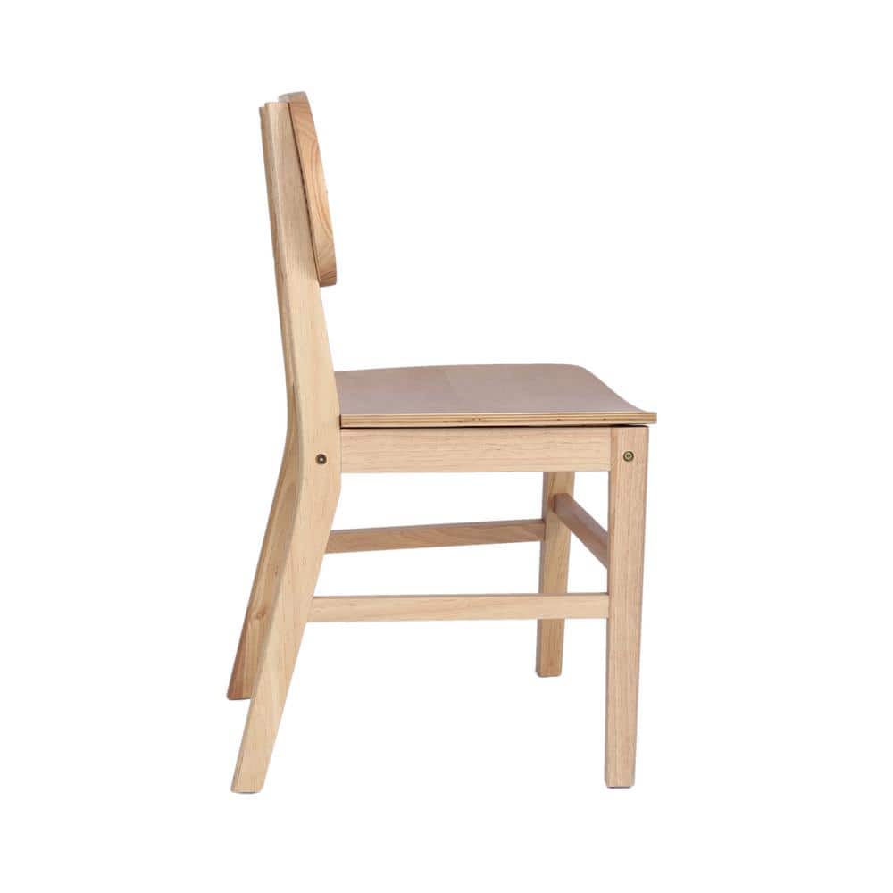 Natural Wood and Cane High Back Dining Chairs, Set of 2
