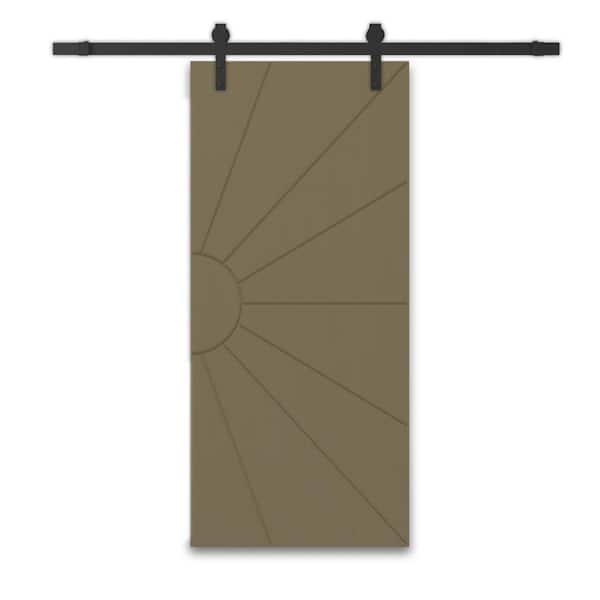 CALHOME 36 in. x 84 in. Olive Green Painted Composite MDF Sliding Barn Door with Hardware Kit