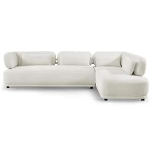 Reynaldo 116 in. W Round Arm 2-piece Right Facing Boucle Fabric Sectional Sofa in Ivory