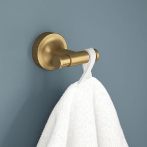 Voisin J-Hook Towel Hook Bath Hardware Accessory in Satin Gold (2-Pack)
