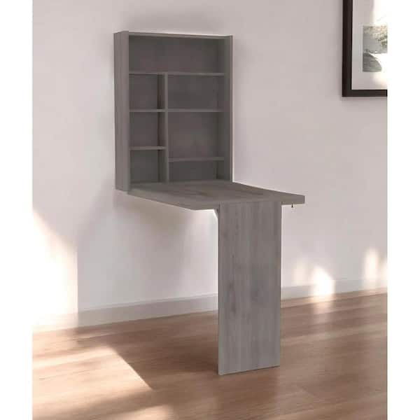 HomeRoots 23.6 in. Rectangular Light Gray Engineered Wood 0-Drawer Computer Desks