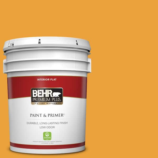 BEHR PREMIUM PLUS 5 gal. Home Decorators Collection #HDC-FL14-5 Gilded Leaves Flat Low Odor Interior Paint & Primer