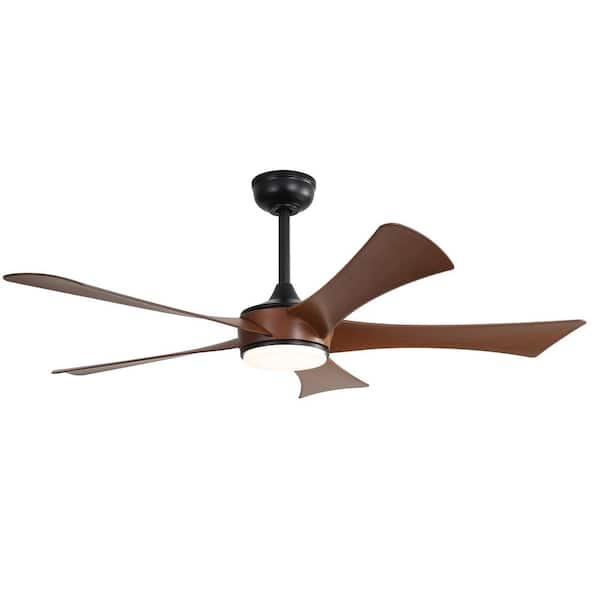 Sofucor 52 in. Indoor/Outdoor 6-Speed Black Ceiling Fan with Integrated LED Light Kit and Remote Control