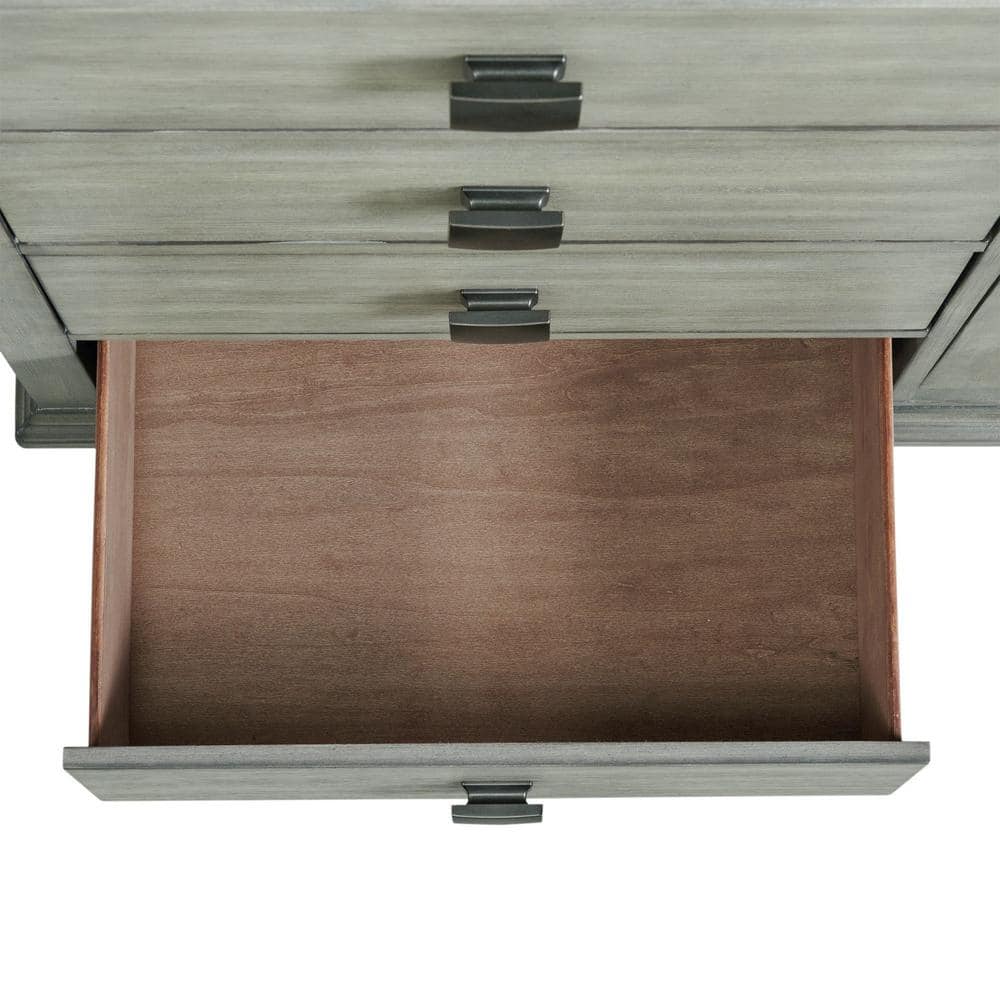 Gray 3-Drawer Nightstand with USB and Dark Knobs