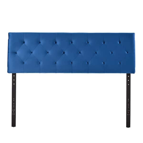 Brookside Jane Adjustable Blue Navy Velvet Upholstered Queen Headboard ...