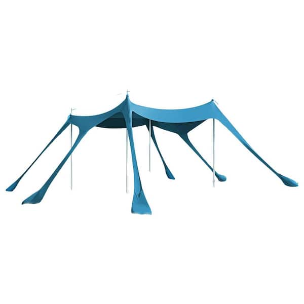 10 ft. x 10 ft. Navy Blue Beach Tent with Sandbags and Shovels