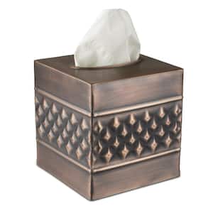 Handcrafted Geometric Metal Tissue Box Cover in Copper