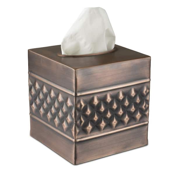 Monarch Abode Handcrafted Geometric Metal Tissue Box Cover in Copper