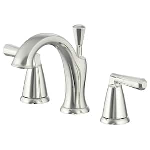 Liege Double Handle 8 in. Widespread Bathroom Faucet with Drain in Brushed Nickel