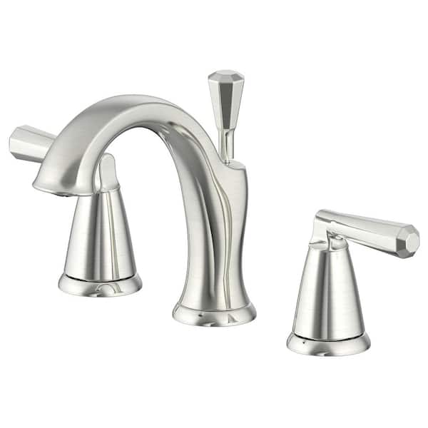 Fontaine by Italia Liege Double Handle 8 in. Widespread Bathroom Faucet with Drain in Brushed Nickel