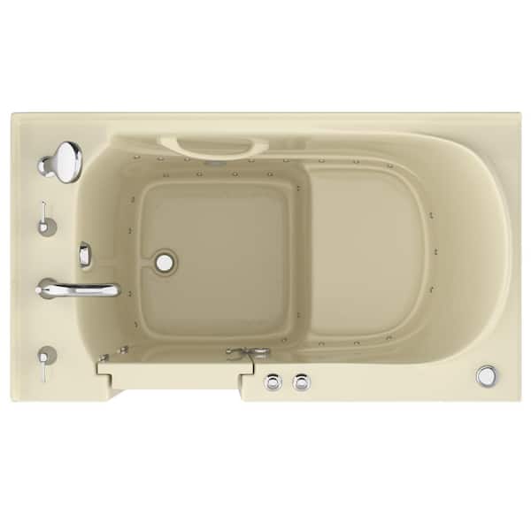 Universal Collection 30 in. L x 52 in. W Left Side Drain Air Jetted Bathtub in Biscuit with Aroma and Chroma Therapy