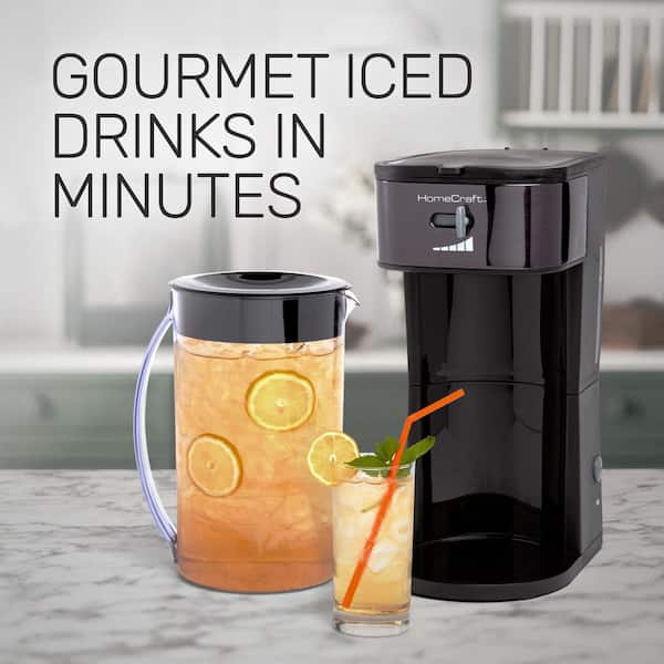 HomeCraft 3-Quart Black Stainless Cafe Iced Coffee and Tea Brewing System