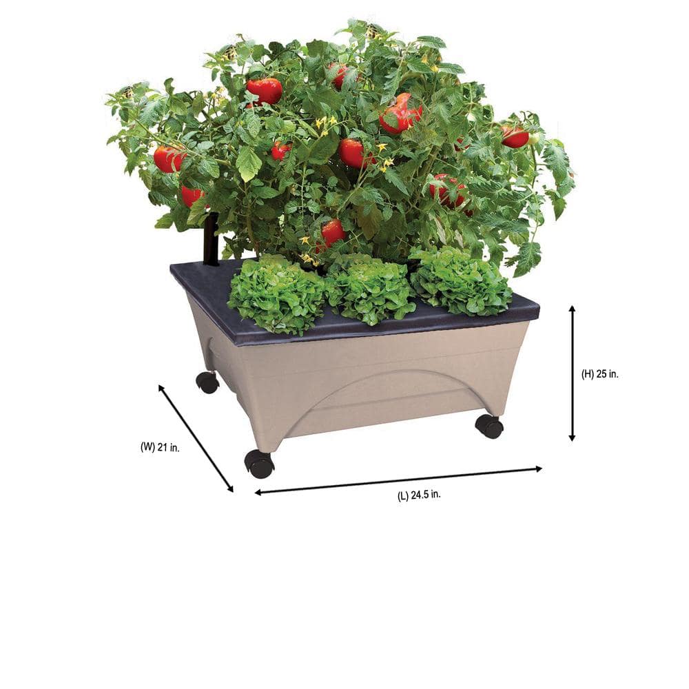 Sand Rectangular Resin Raised Bed Grow Box with Casters