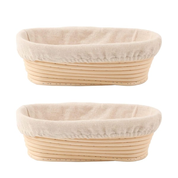 10 in. Rattan Bread Proofing Baskets with Oval Shaped for Professional and Home Sourdough Bread Baking (2-Pack)