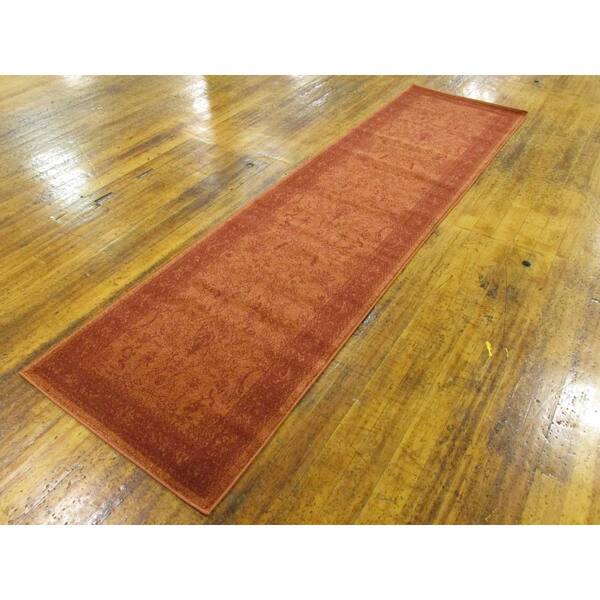 Unique Loom Floral La Jolla Rug Rust Red 2' x 6' 1 Runner Floral