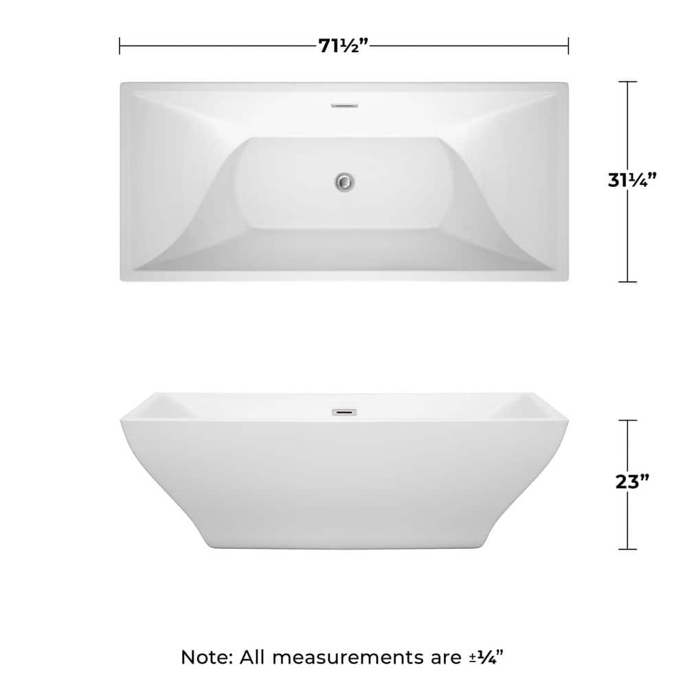 Maryam 71'' White Acrylic Freestanding Soaking Bathtub