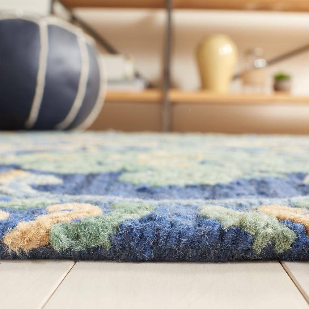 Handmade Tufted Blue Wool 8' x 10' Rectangular Area Rug