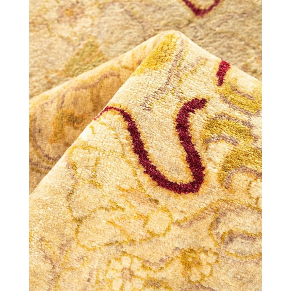 Mogul Ivory 6 ft. x 13 ft. Oriental Wool Indoor Runner Rug