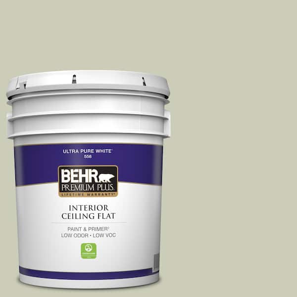 BEHR PREMIUM PLUS 5 gal. #S380-2 Morning Zen Ceiling Flat Interior Paint