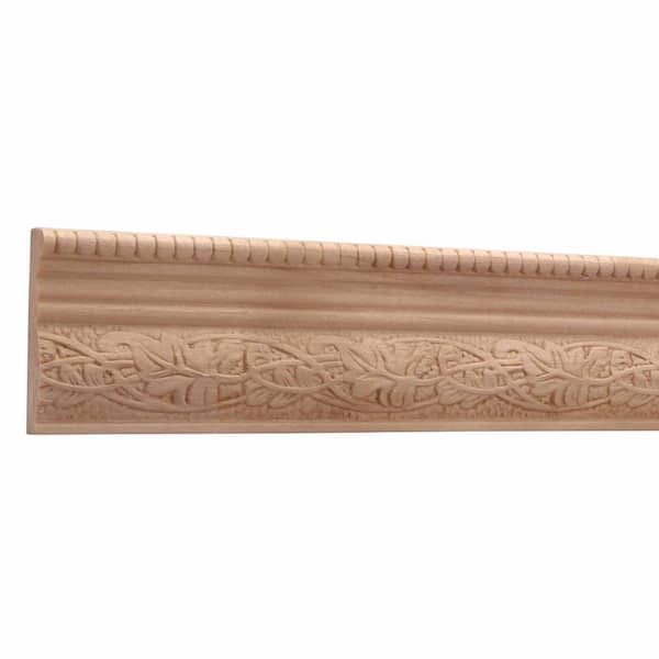 1825 1/2 in. x 2-1/4 in. x 96 in. White Hardwood Embossed Ivy/Bead Trim Chair Rail Moulding