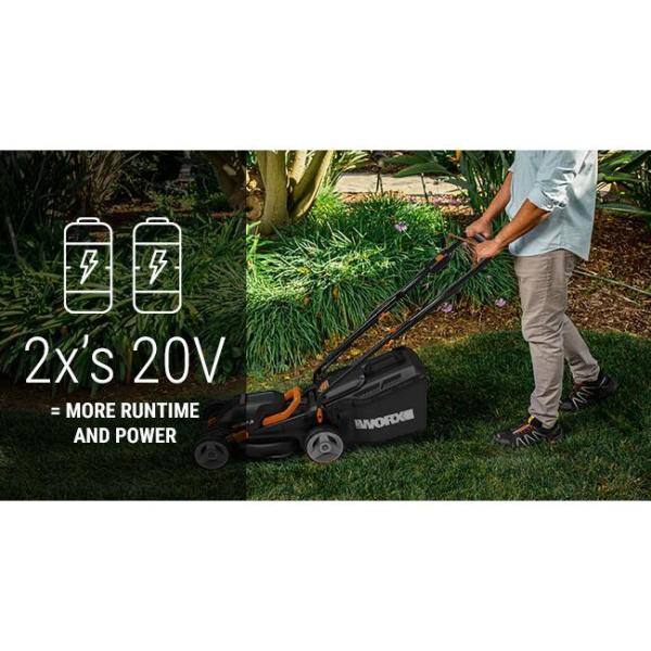 Worx Power Share 14 in. 40 Volt Cordless Battery Walk Behind Mower