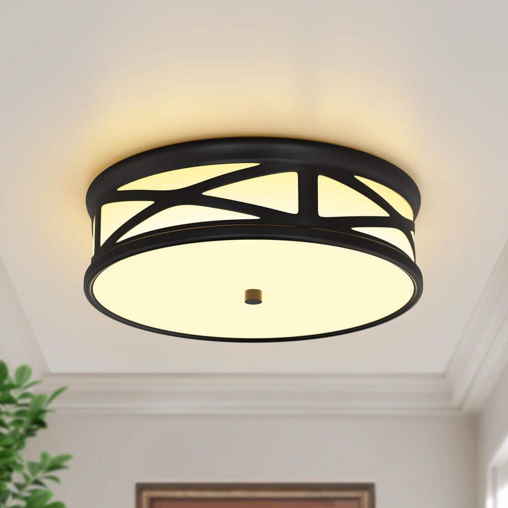 12 in. Black Round 1-Light LED Ceiling Light Fixture, Modern Flush Mount for Kitchen, Hallway, Laundry price history on PriceWatchPro