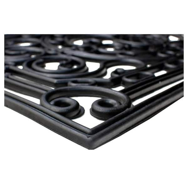 Black 30 in. x 18 in. Rubber Non-Slip Indoor/Outdoor Door Mat
