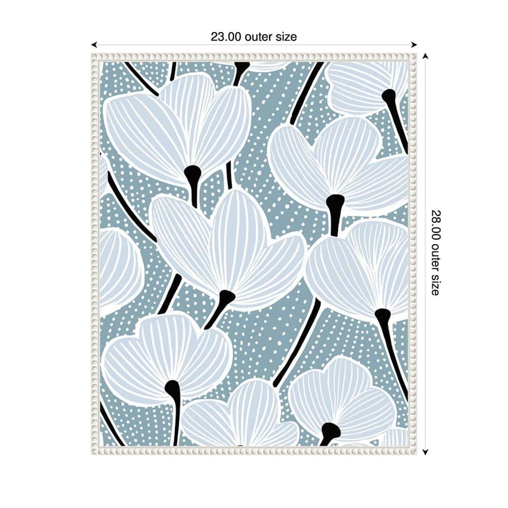 Modern Poppy I White and Blue Canvas Wall Art