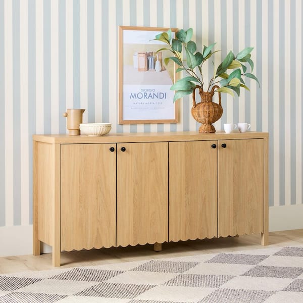 Walker Edison Furniture Company Paisley White Oak Modern MDF 60 in