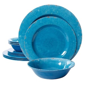Mauna 12-Piece Casual Cobalt Blue Melamine Outdoor Dinnerware Set (Service for 4)