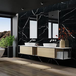 Toucan Black 24 in. x 48 in. Polished Porcelain Floor and Wall Tile (16 sq. ft./Case)